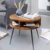FineBuy Couchtisch Sheesham Massivholz rund Ø 60 cm Wohnzimmertisch Ablage