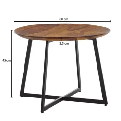 FineBuy Couchtisch Sheesham Massivholz rund Ø 60 cm | Wohnzimmertisch Holz