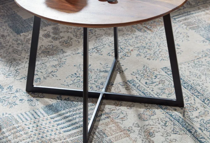 FineBuy Couchtisch Sheesham Massivholz rund Ø 60 cm | Wohnzimmertisch Holz