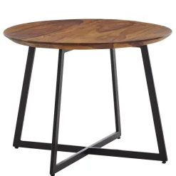 FineBuy Couchtisch Sheesham Massivholz rund Ø 60 cm | Wohnzimmertisch Holz