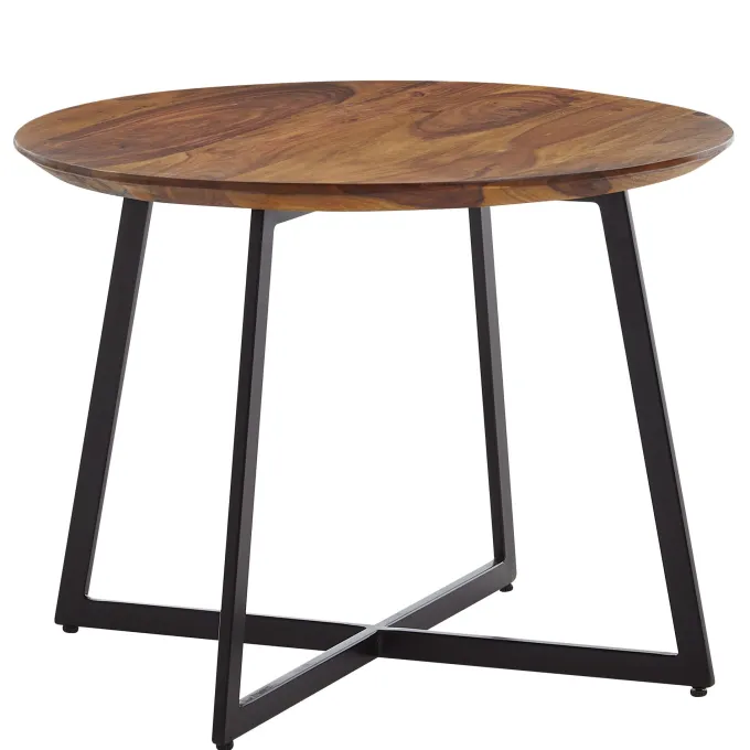 FineBuy Couchtisch Sheesham Massivholz rund Ø 60 cm | Wohnzimmertisch Holz