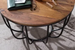 FineBuy Couchtisch Sheesham rund Ø 60 cm Wohnzimmertisch Metallgestell