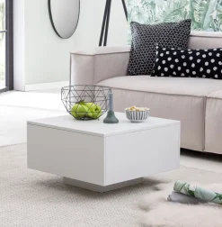 FineBuy Couchtisch Weiß 60 x 60 cm Wohnzimmertisch Beistelltisch Quadratisch