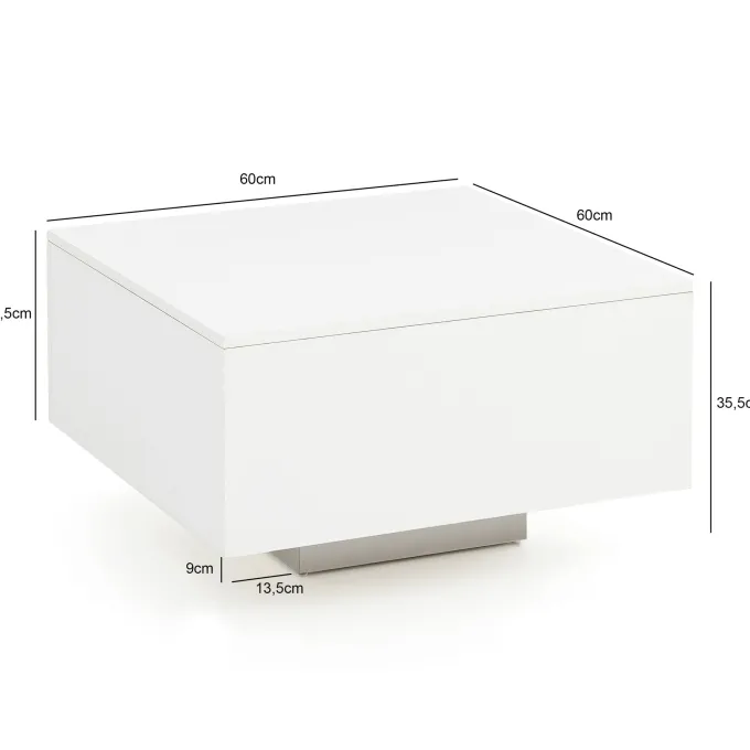 FineBuy Couchtisch Weiß 60 x 60 cm Wohnzimmertisch Beistelltisch Quadratisch