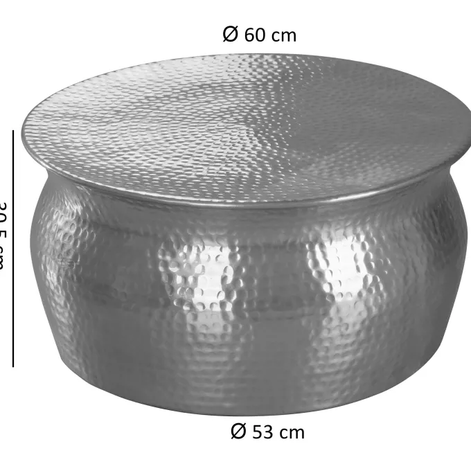 FineBuy Couchtisch Wohnzimmertisch Rund Sofatisch Hammerschlag Stubentisch