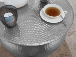 FineBuy Couchtisch Wohnzimmertisch Rund Sofatisch Hammerschlag Stubentisch