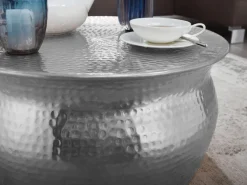 FineBuy Couchtisch Wohnzimmertisch Rund Sofatisch Hammerschlag Stubentisch