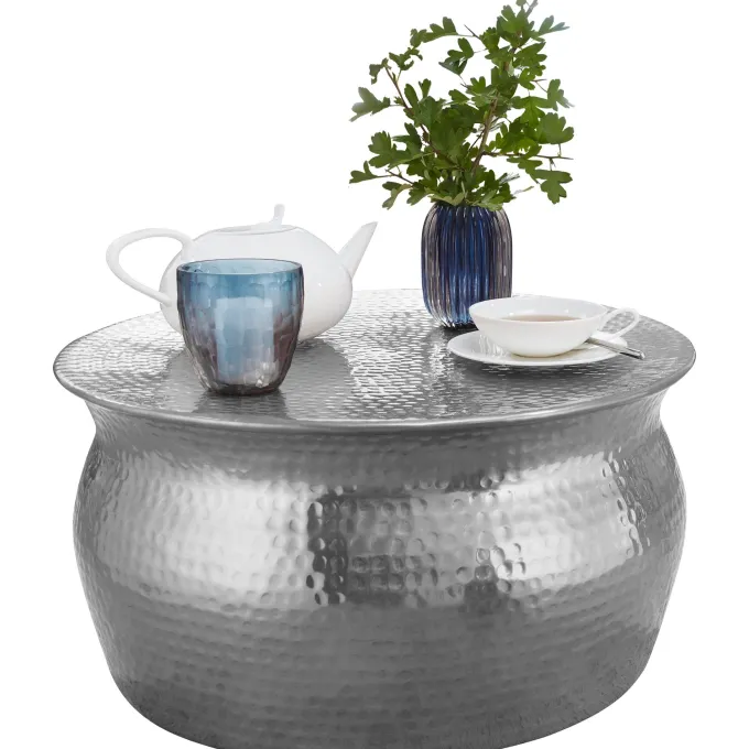 FineBuy Couchtisch Wohnzimmertisch Rund Sofatisch Hammerschlag Stubentisch