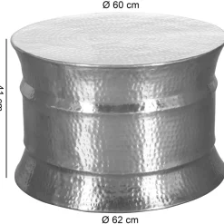 FineBuy Couchtisch Wohnzimmertisch Sofatisch rund Hammerschlag Metall Alu Modern