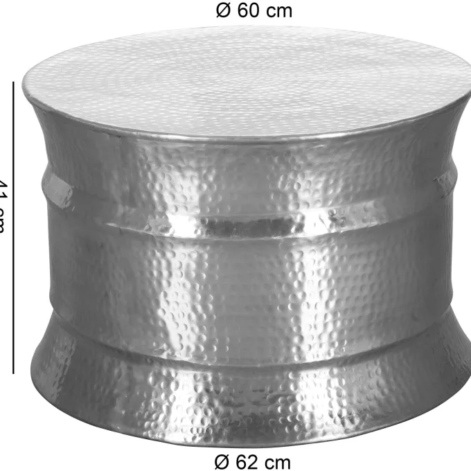 FineBuy Couchtisch Wohnzimmertisch Sofatisch rund Hammerschlag Metall Alu Modern