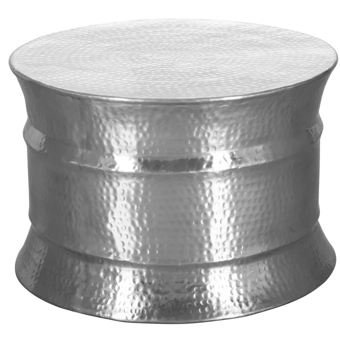 FineBuy Couchtisch Wohnzimmertisch Sofatisch rund Hammerschlag Metall Alu Modern
