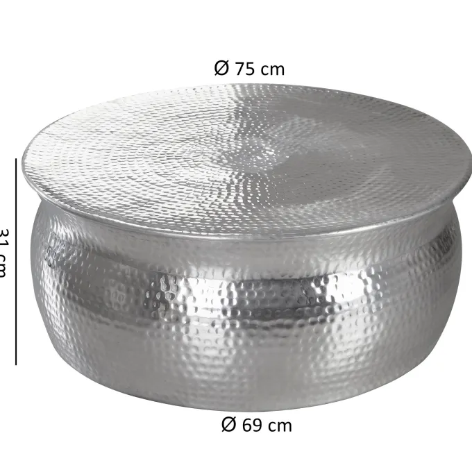 FineBuy Couchtisch Wohnzimmertisch Sofatisch rund Hammerschlag Loungetisch