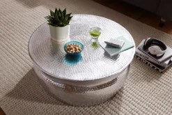 FineBuy Couchtisch Wohnzimmertisch Sofatisch rund Hammerschlag Loungetisch