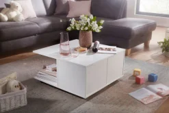FineBuy Couchtisch 70x70cm Wohnzimmertisch Sofatisch Tisch mit 2 Schubladen