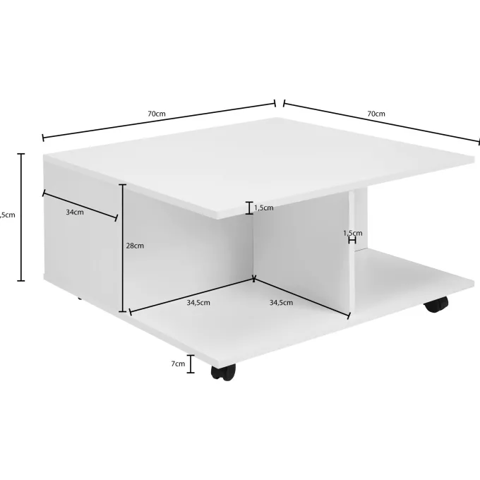 FineBuy Couchtisch 70x70cm Wohnzimmertisch Sofatisch Tisch mit 2 Schubladen