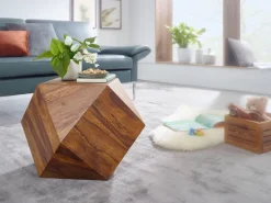 FineBuy Couchtisch 57 x 42,5 x 57 cm Massivholz Sofatisch Wohnzimmertisch Tisch