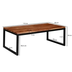 FineBuy Couchtisch 110x40x60 cm Massivholz Wohnzimmertisch Tisch Wohnzimmer