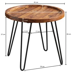 FineBuy Couchtisch 45x40x45 cm Sheesham Wohnzimmertisch Rund Sofatisch Tisch