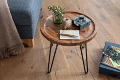 FineBuy Couchtisch 45x40x45 cm Sheesham Wohnzimmertisch Rund Sofatisch Tisch