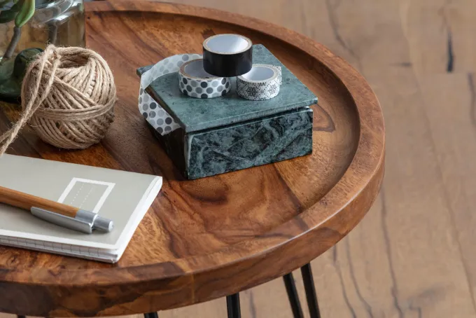 FineBuy Couchtisch 45x40x45 cm Sheesham Wohnzimmertisch Rund Sofatisch Tisch