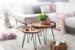 FineBuy Couchtisch 45x40x45 cm Sheesham Wohnzimmertisch Rund Sofatisch Tisch