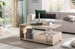 FineBuy Couchtisch 105 x 48,5 x 60 cm Wohnzimmertisch Sofatisch mit Rollen