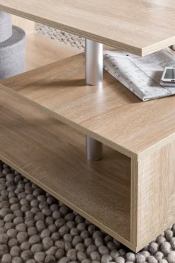 FineBuy Couchtisch 105 x 48,5 x 60 cm Wohnzimmertisch Sofatisch mit Rollen