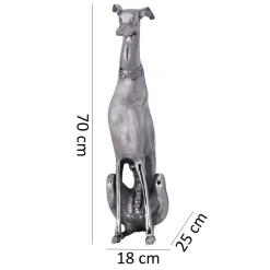 FineBuy Deko Design Dog aus Aluminium silbern Windhund Skulptur Hundestatue