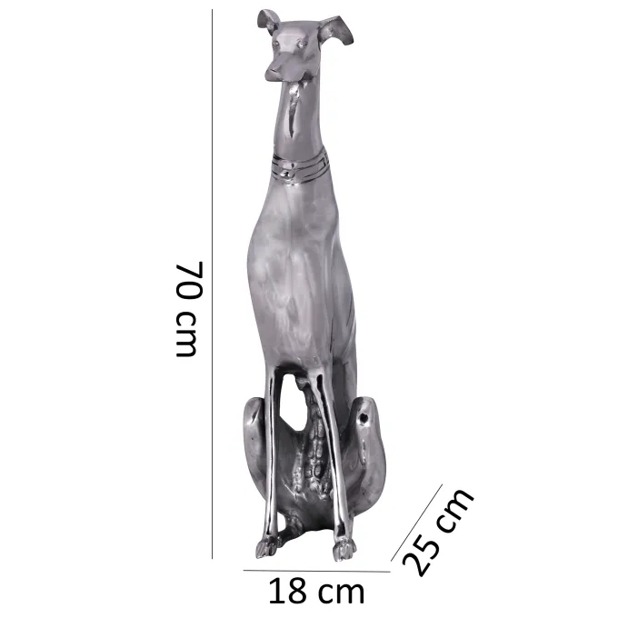 FineBuy Deko Design Dog aus Aluminium silbern Windhund Skulptur Hundestatue