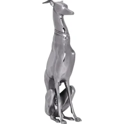 FineBuy Deko Design Dog aus Aluminium silbern Windhund Skulptur Hundestatue