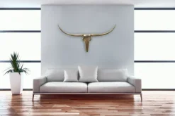 FineBuy Deko Geweih Bull L Aluminium Deisgn Hörner 125 cm Wanddekoration