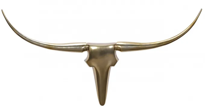 FineBuy Deko Geweih Bull L Aluminium Deisgn Hörner 125 cm Wanddekoration