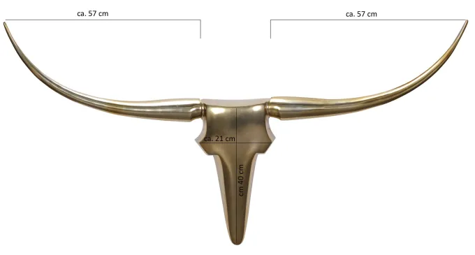 FineBuy Deko Geweih Bull L Aluminium Deisgn Hörner 125 cm Wanddekoration