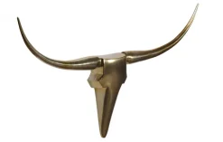 FineBuy Deko Geweih Bull L Aluminium Deisgn Hörner 125 cm Wanddekoration