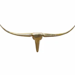 FineBuy Deko Geweih Bull M Aluminium Design Hörner 100cm Wanddekoration Gold