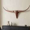 FineBuy Deko Geweih Bull M Aluminium Design Hörner 100cm Wanddekoration Bronze