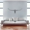 FineBuy Deko Geweih Bull M Aluminium Design Hörner 100cm Wanddekoration Silber