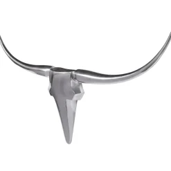 FineBuy Deko Geweih Bull M Aluminium Design Hörner 100cm Wanddekoration Silber