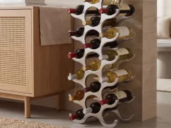 FineBuy Design Alu Weinregal Flammen 93 cm Regal Flaschenregal 27 Flaschen