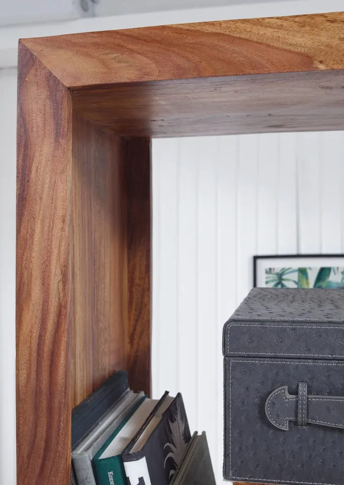 FineBuy Design Bücherregal Massiv Sheesham 180cm Massivholz Raumteiler Regal