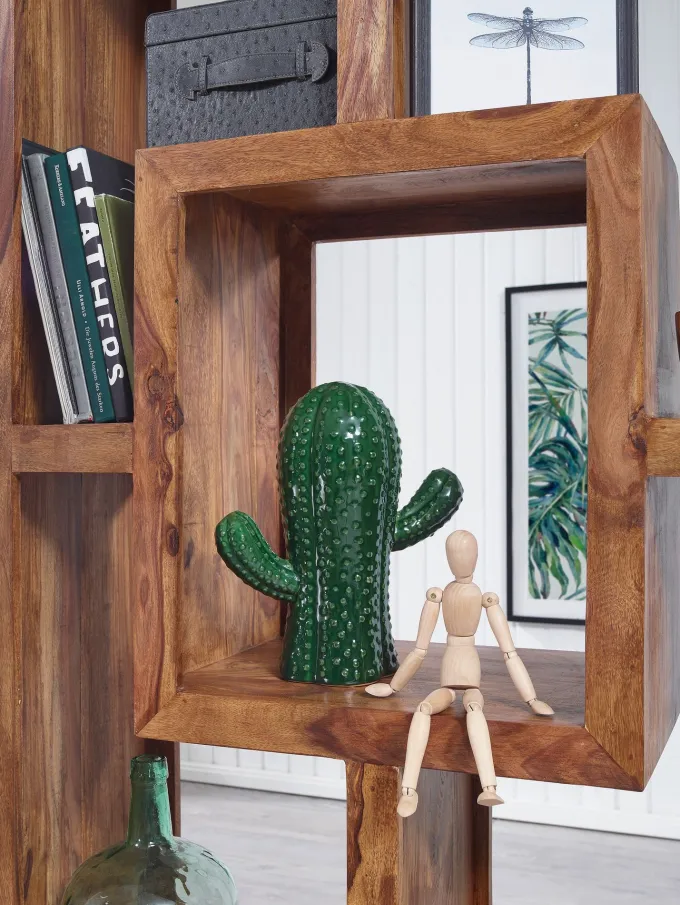FineBuy Design Bücherregal Massiv Sheesham 180cm Massivholz Raumteiler Regal