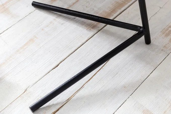 FineBuy Design Beistelltisch Ø 40 cm Couchtisch Sheesham Massivholz Metall