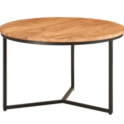 FineBuy Design Couchtisch Akazie Massivholz rund 60 cm Kleiner Wohnzimmertisch