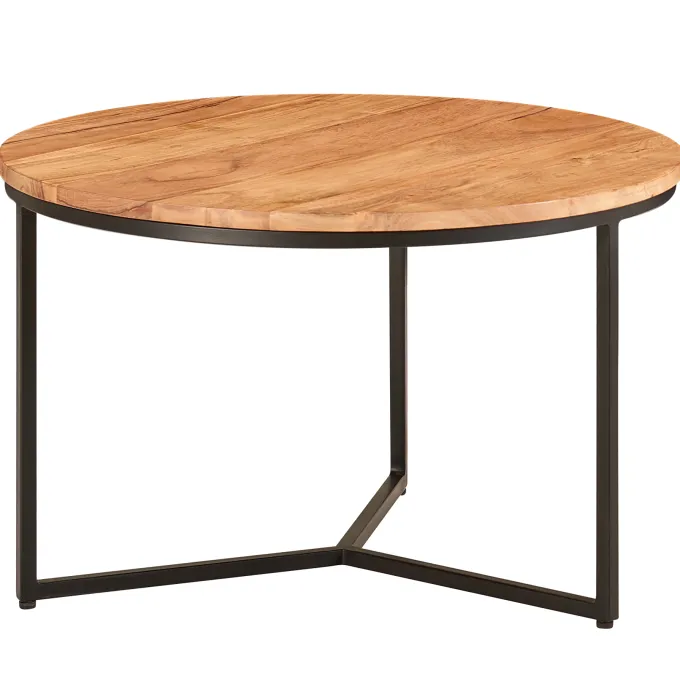 FineBuy Design Couchtisch Akazie Massivholz rund 60 cm Kleiner Wohnzimmertisch