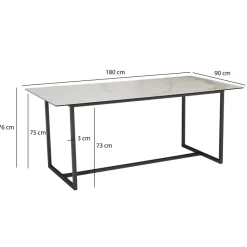 FineBuy Design Esstisch Keramik Glas 180 x 90 cm Keramiktisch Esszimmertisch