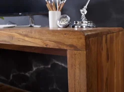 FineBuy Design Schreibtisch 180 cm Sheesham Massivholz Bürotisch Computertisch