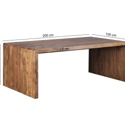FineBuy Design Schreibtisch Natur Sheesham Massivholz Bürotisch Computertisch