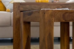 FineBuy Design Sheesham 3-teiliger Satz Beistell Tisch Massivholz Couchtisch
