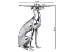 FineBuy Design Skulptur Deko Beistelltisch Hund aus Aluminium Farbe Silber