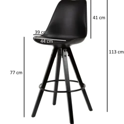 FineBuy 2er Set Barhocker Schwarz Tresenhocker Kunstleder mit Lehne Barstuhl